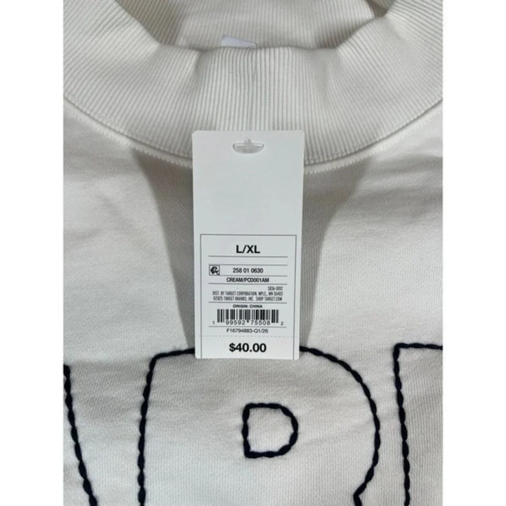 NWT Parke x Target SET  L/XL Sweatshirt and Large Boxer Sweatpants Cream.